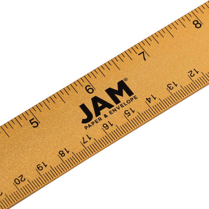 JAM PAPER Strong Aluminum Ruler - 12 Inch - Metal Ruler with Non-Skid Cork Backing - Gold Metallic - Sold Individually - Image 2